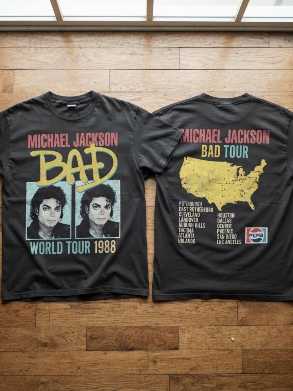 Michael Jackson Bad World Tour 1988 Vintage Double Sided Concert T-Shirt